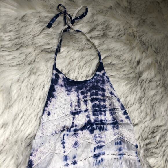 En Creme ASOS blue & white halter tie dye boho bohemian dress - Picture 4 of 8